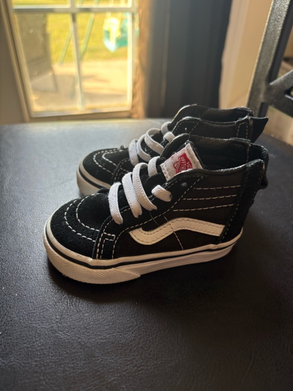 Vans Toddler Black and White High-Top Skate Sneakers